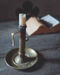 High angle view of drink on table