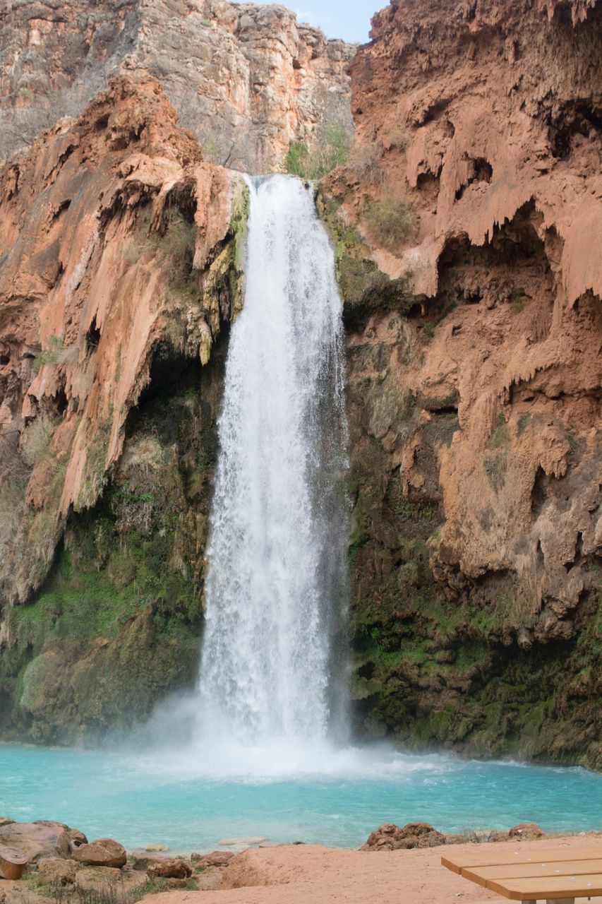 waterfall, water, nature, rock formation, scenics, rock - object, beauty in nature, travel, cliff, motion, tourism, mountain, travel destinations, long exposure, landscape, outdoors, day, no people, power in nature, adventure, sky