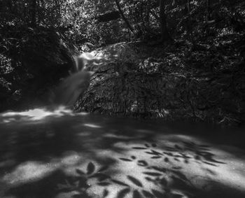 Blurred motion of waterfall in forest
