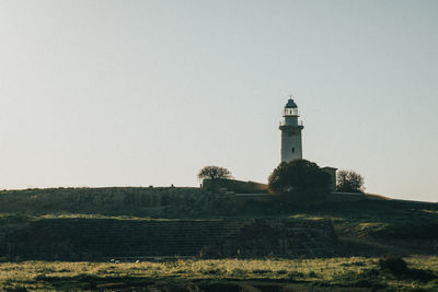 View of lighthouse against clear sky