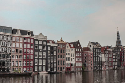 The houses and canals in amsterdam.