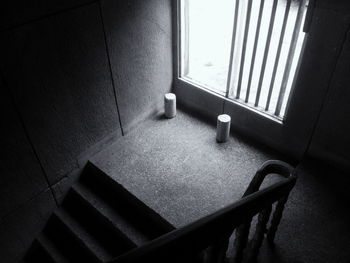 High angle view of staircase at home