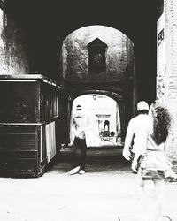 People standing in front of building