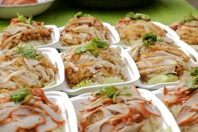 Boxed food sold in the market stall