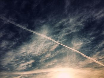 Low angle view of vapor trail in sky