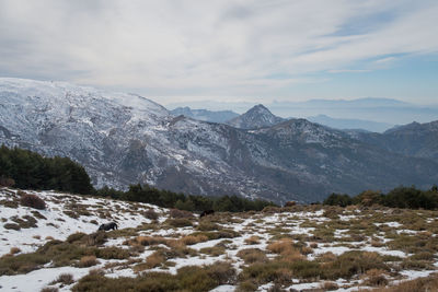 Scenic view of mountains against sky