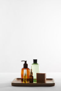 Close-up of pills against white background