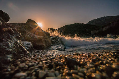 Scenic view of sea against sky during sunset