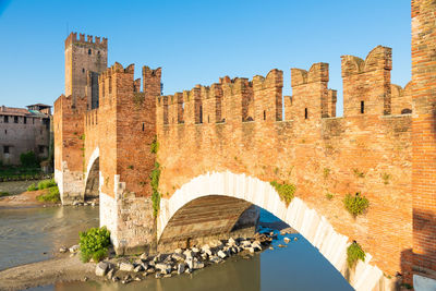 Arch bridge over river