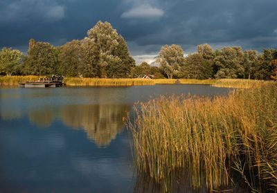 Scenic view of lake against sky