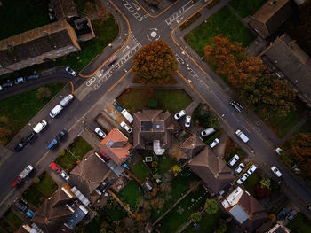 High angle view of buildings in city