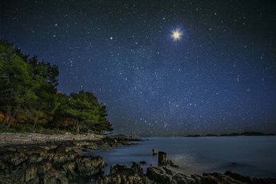 Scenic view of sea at night