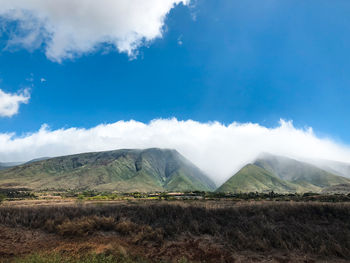 Scenic view of mountains against sky