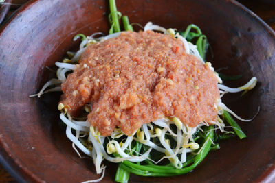 Close-up of meal served in plate