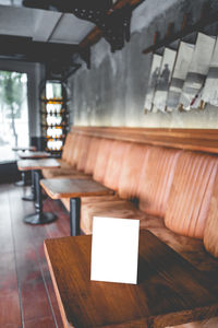 High angle view of empty chairs on table at home