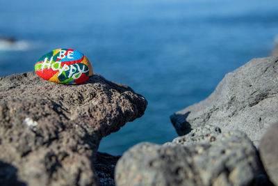 Close-up of rock on beach