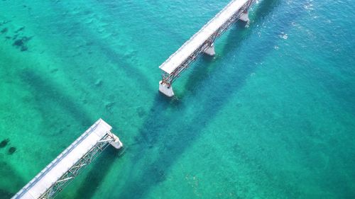 High angle view of sailboat in sea