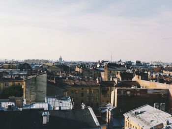 High angle view of townscape against sky