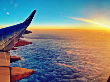 Aerial view of cloudscape against sky during sunset