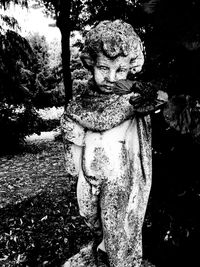 Close-up of angel statue in park