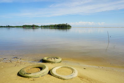 Scenic view of beach against sky