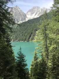 Scenic view of lake and mountains