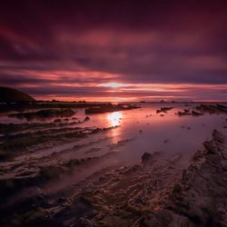 Scenic view of sea against cloudy sky