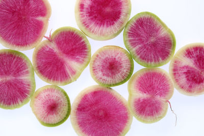 High angle view of fruits against white background