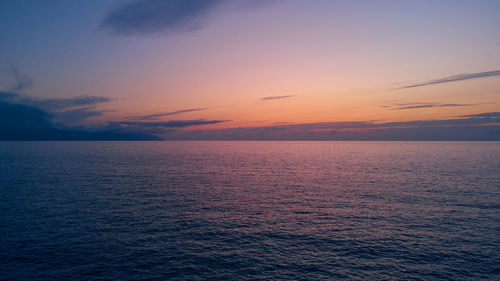 Atlantic ocean and la gomera island view from tenerife island spain at sunset