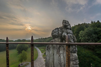 Statue of liberty against sky during sunset
