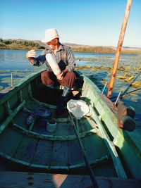 Man sitting on boat