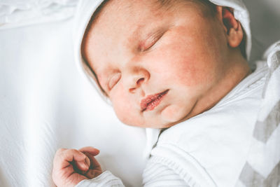 Close-up portrait of baby sleeping