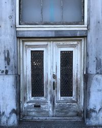 Closed door of old building