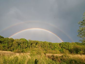 Scenic view of rainbow against sky