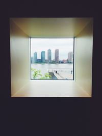 View of city through window