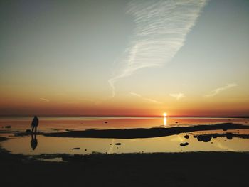 Scenic view of sea against sky at sunset