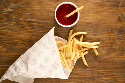 High angle view of food on table