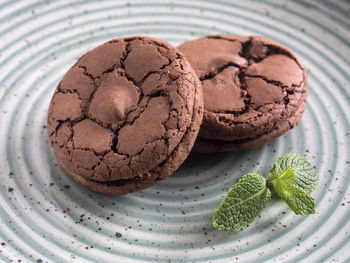 Close-up of cookies in plate