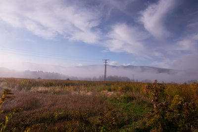 Foggy morning in mountains 