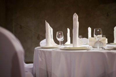 Close-up of wine glass on table in restaurant