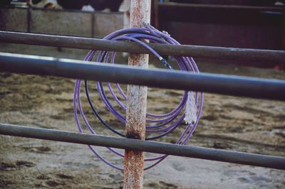 Close-up of rusty metal fence