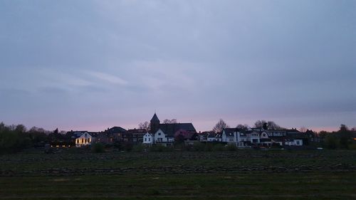 Houses on field