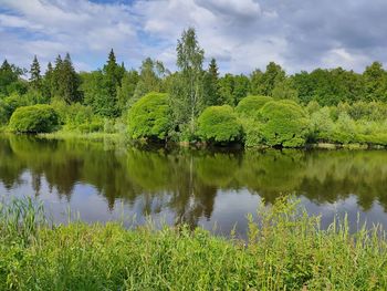 Scenic view of lake against sky