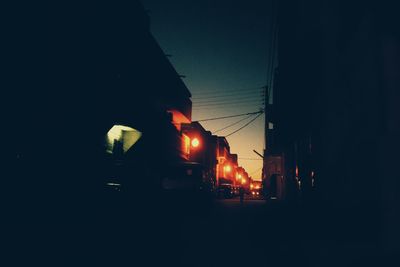 View of illuminated street light at night