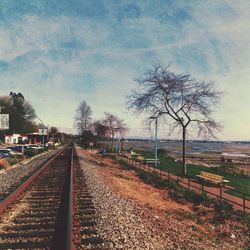 Railroad track against sky