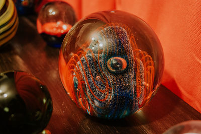 Close-up of fish on table