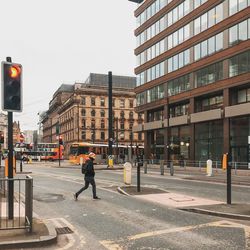 View of city street and buildings
