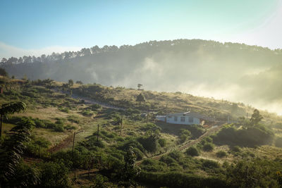 Scenic view of land against sky