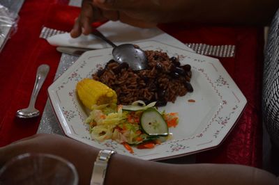 Close-up of food served in plate