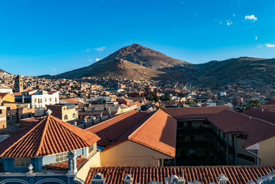 High angle view of townscape against sky
